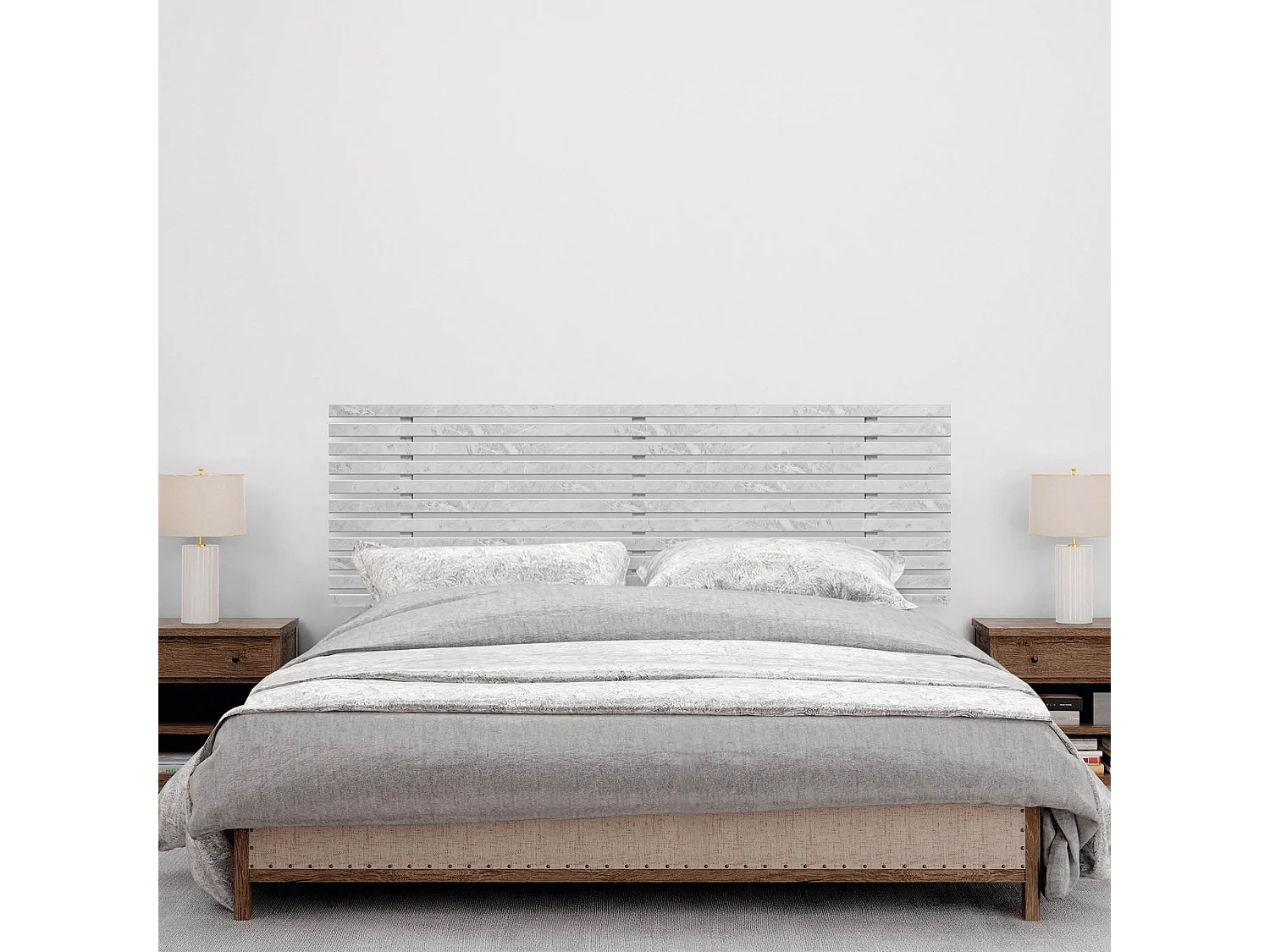 DHOME Tête de Lit Bois Recyclé Dm Style Japonais avec Pieds 135x115 cm Lits 135 - Finition Marbre