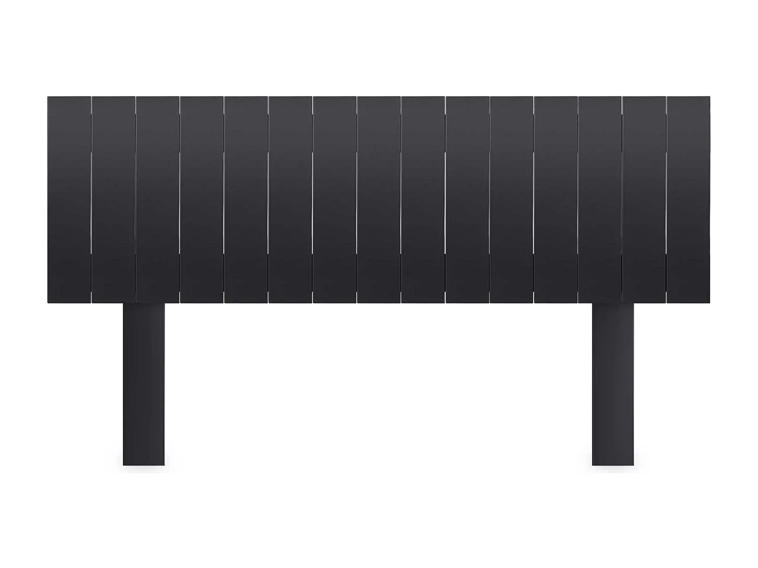 DHOME Kopfteil aus recyceltem Holz im vertikalen Dm-Stil mit Beinen 150 x 115 cm, Betten 150 – Massives Schwarz