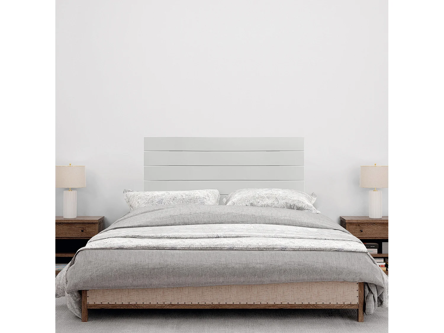 DHOME Tête de Lit Bois Recyclé Dm Style Palette Horizontale avec Pieds 105x115cm Lits 105 - Blanc massif