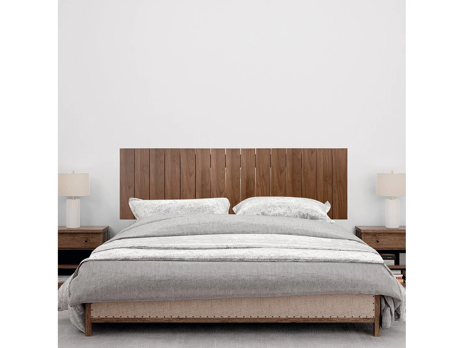 DHOME Tête de Lit Bois Recyclé Dm Style Vertical avec Pieds 145x115cm Lits 145 - Bois de Noyer