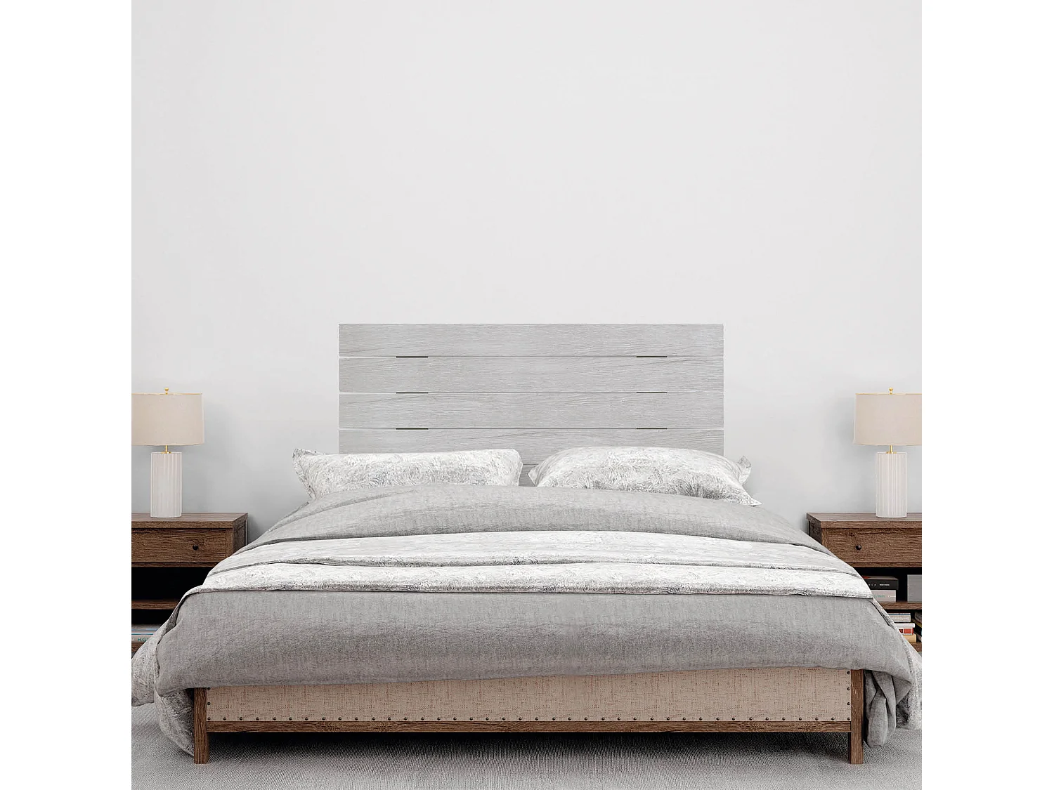 DHOME Kopfteil aus recyceltem Holz, Dm, horizontal, Palettenstil mit Beinen, 110 x 115 cm, Betten 110 – Arktis