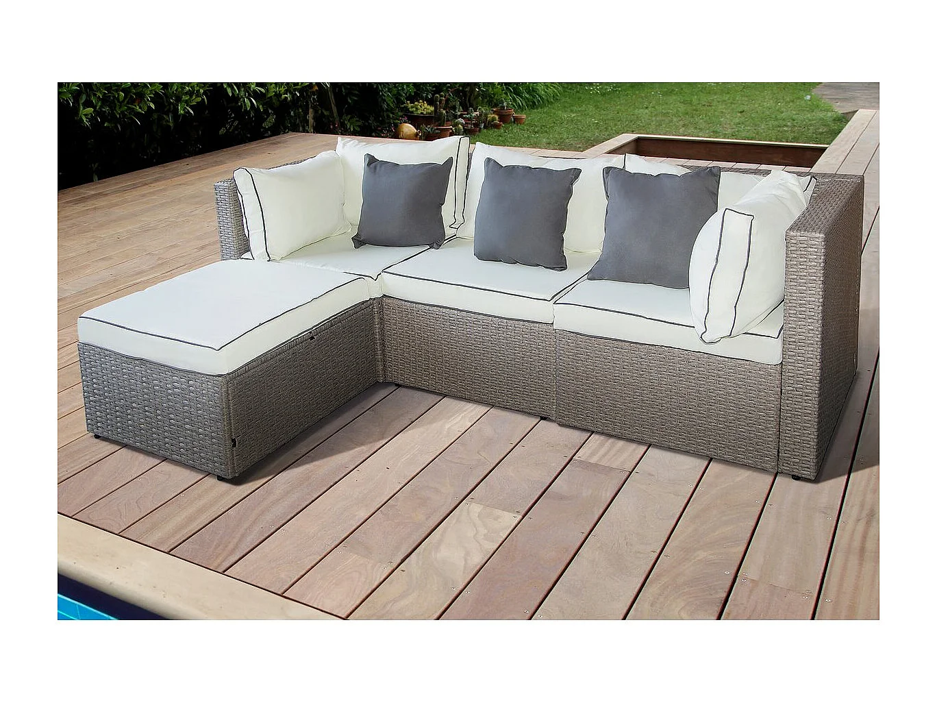 Gartenlounge aus Polyrattan "Kuba" - 3-Sitzer - Grau