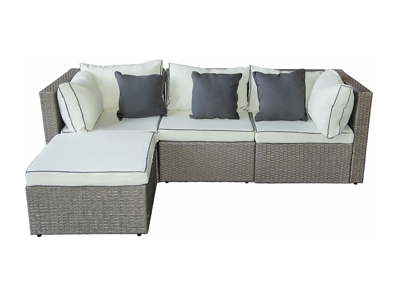 Gartenlounge aus Polyrattan "Kuba" - 3-Sitzer - Grau