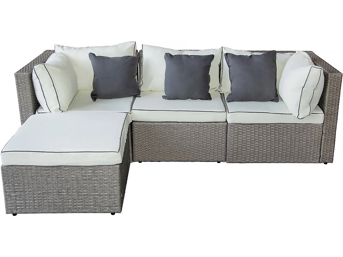 Conjunto de jardim baixo em resina trançada "Kuba" - Confortável e durável para o seu exterior