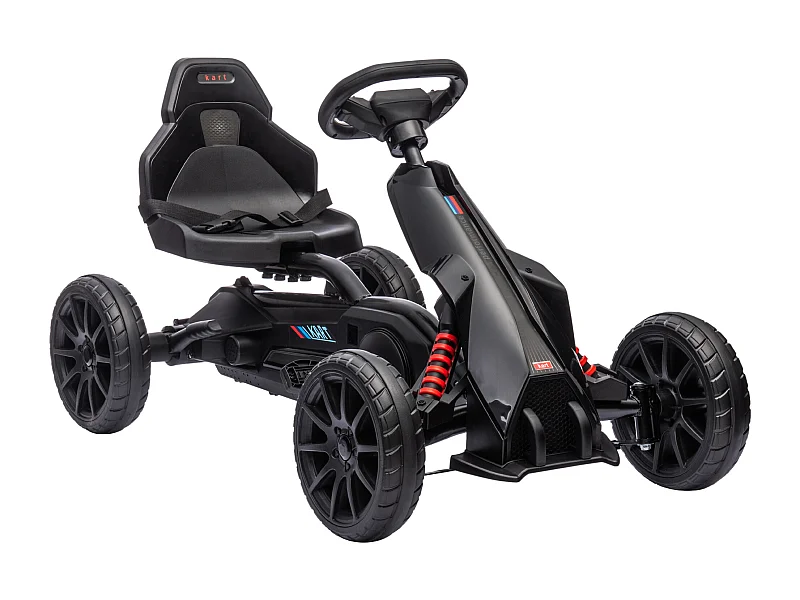 Kart à pédales enfant Go kart Formule 1 Racing aileron avant carter chaine fermé siège réglable avec ceinture noir