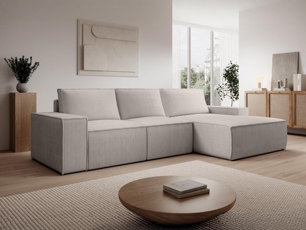 Ecksofa mit Schlaffunktion - Ecke rechts - Cord - Beige - AMELIA günstig online kaufen