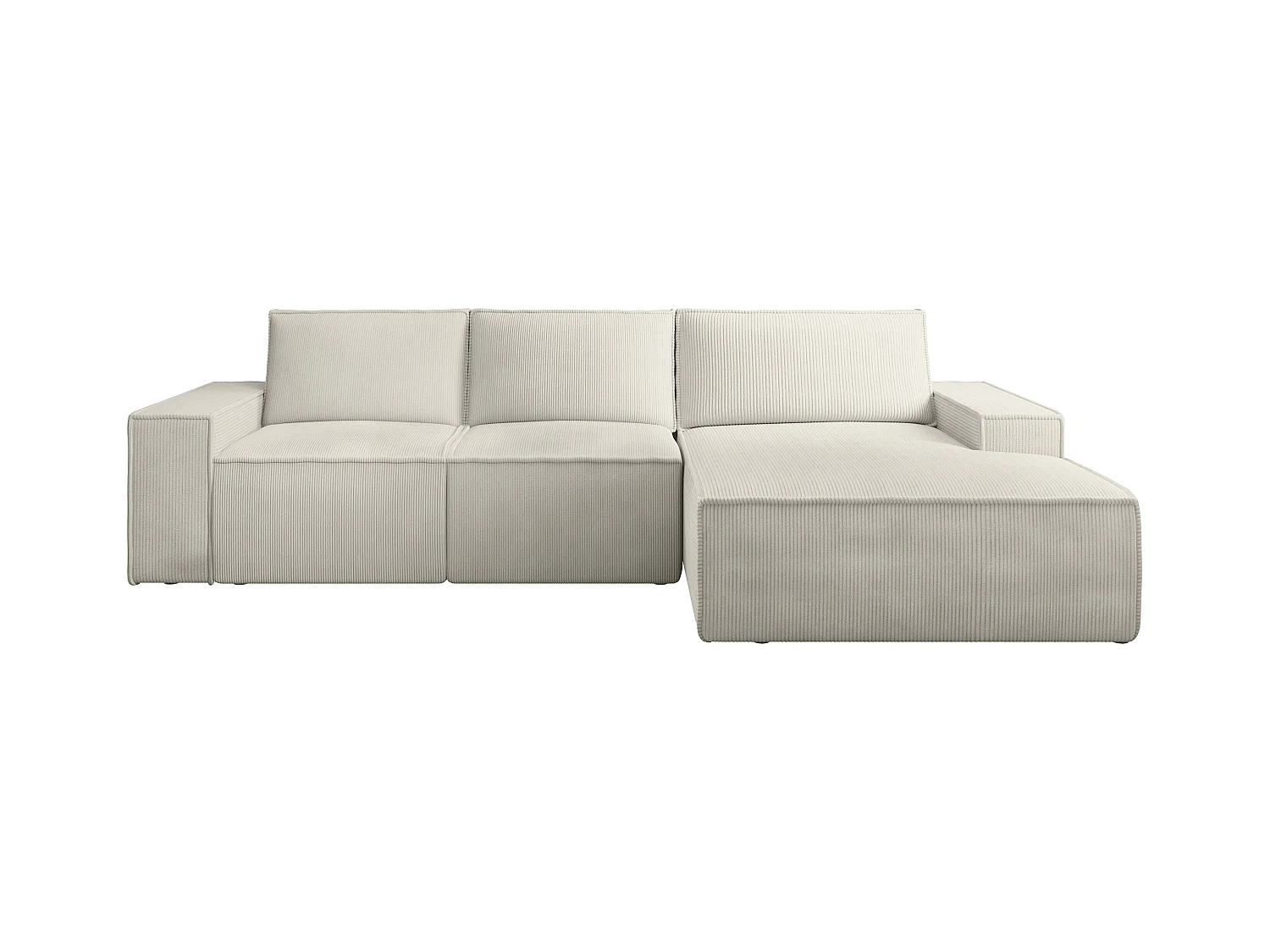 Ecksofa mit Schlaffunktion - Ecke rechts - Cord - Beige - AMELIA