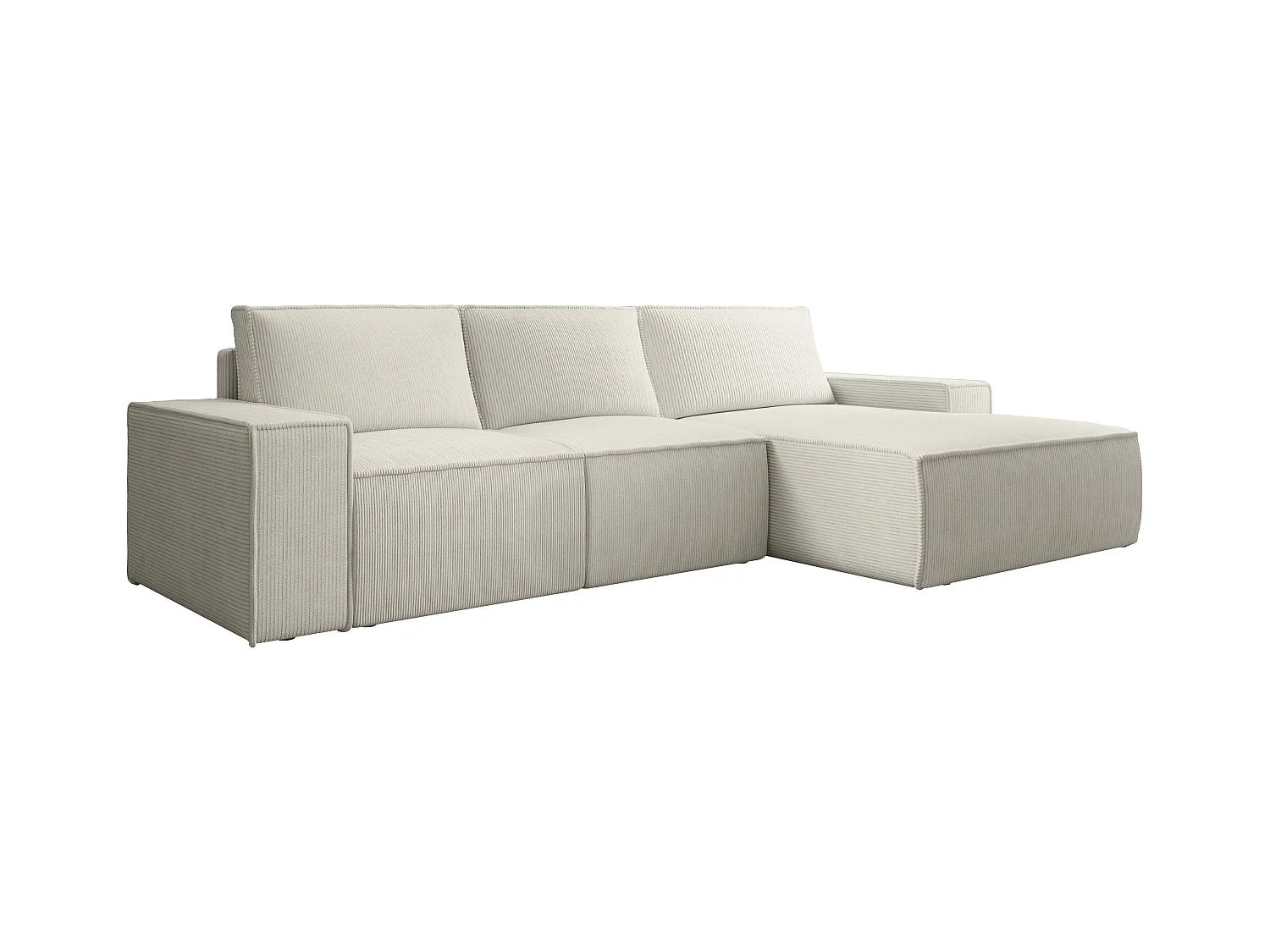 Ecksofa mit Schlaffunktion - Ecke rechts - Cord - Beige - AMELIA