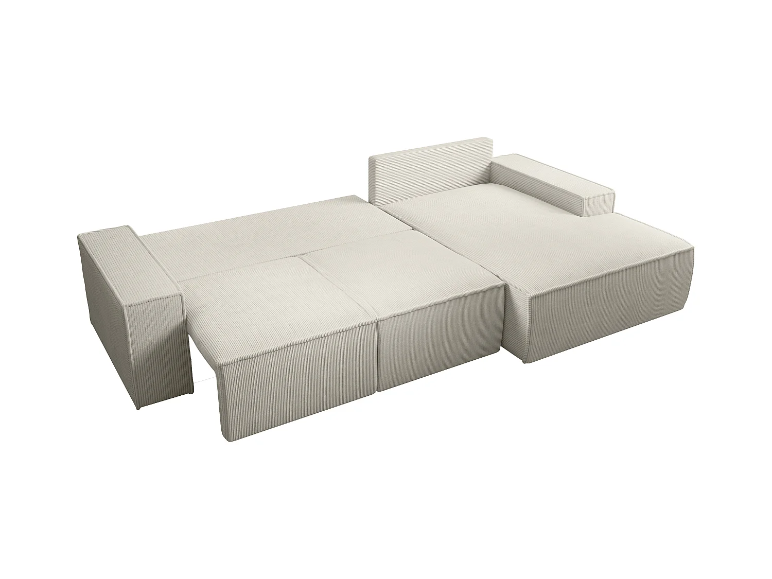 Ecksofa mit Schlaffunktion - Ecke rechts - Cord - Beige - AMELIA