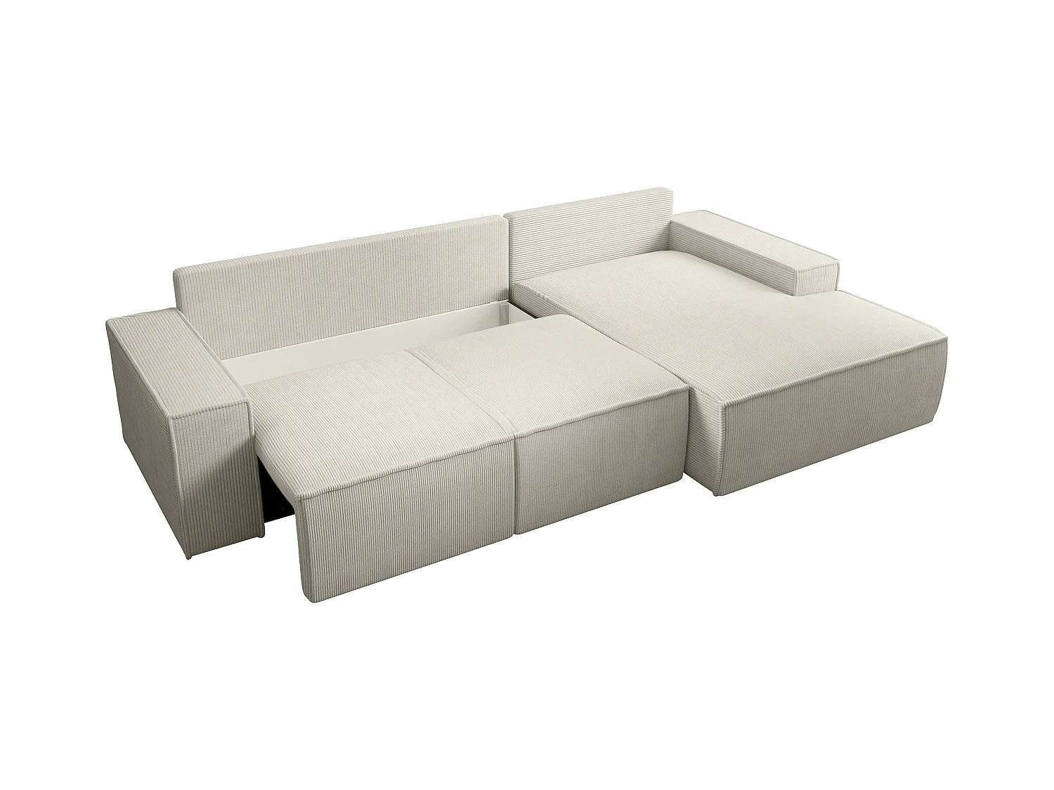 Ecksofa mit Schlaffunktion - Ecke rechts - Cord - Beige - AMELIA