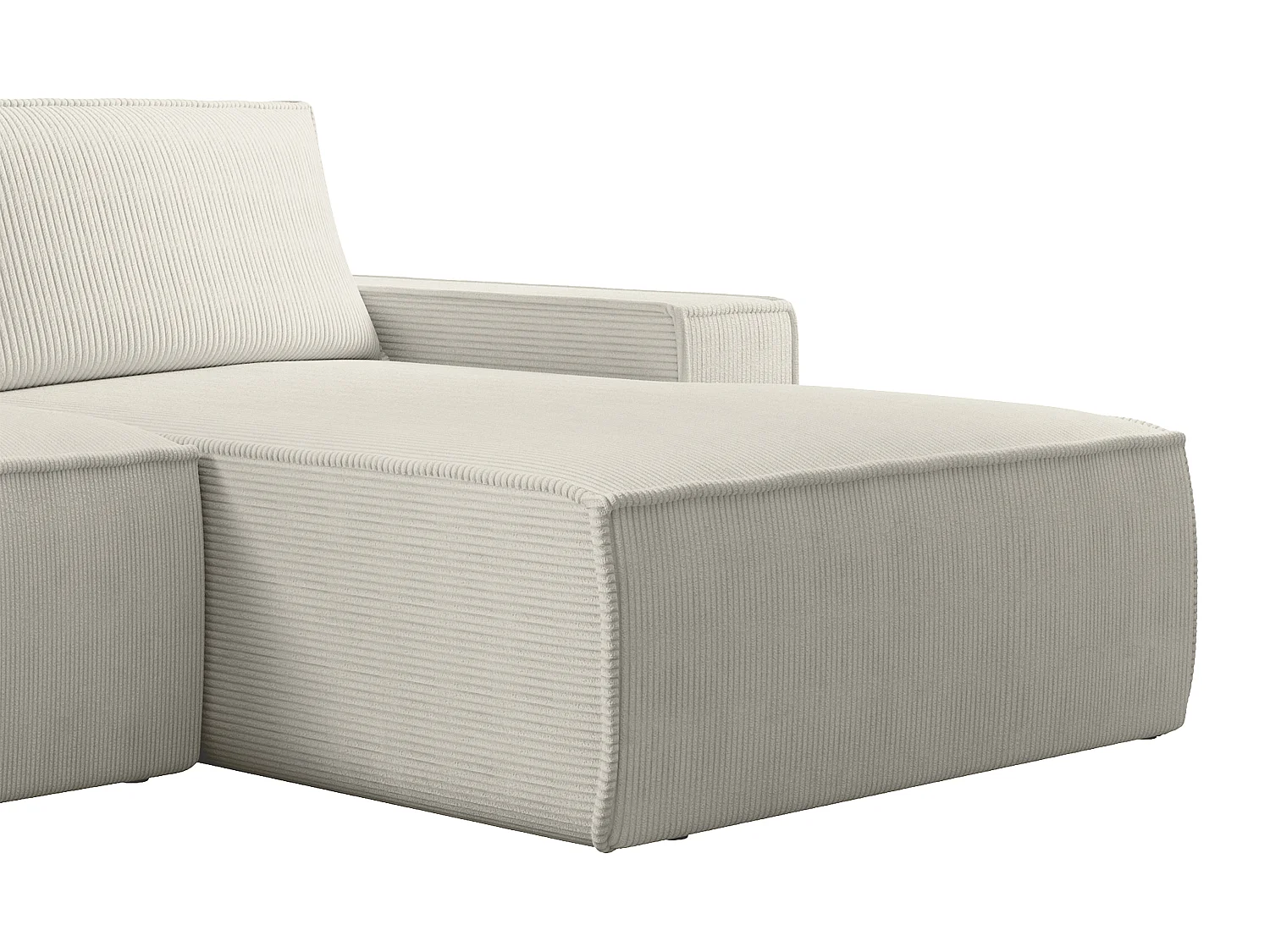 Stor bäddsoffa högerställd beige manchester AMELIA