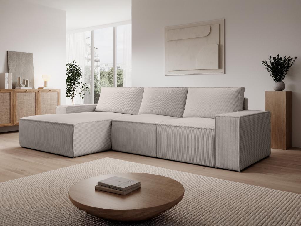 Ecksofa mit Schlaffunktion - Ecke links - Cord - Beige - AMELIA günstig online kaufen