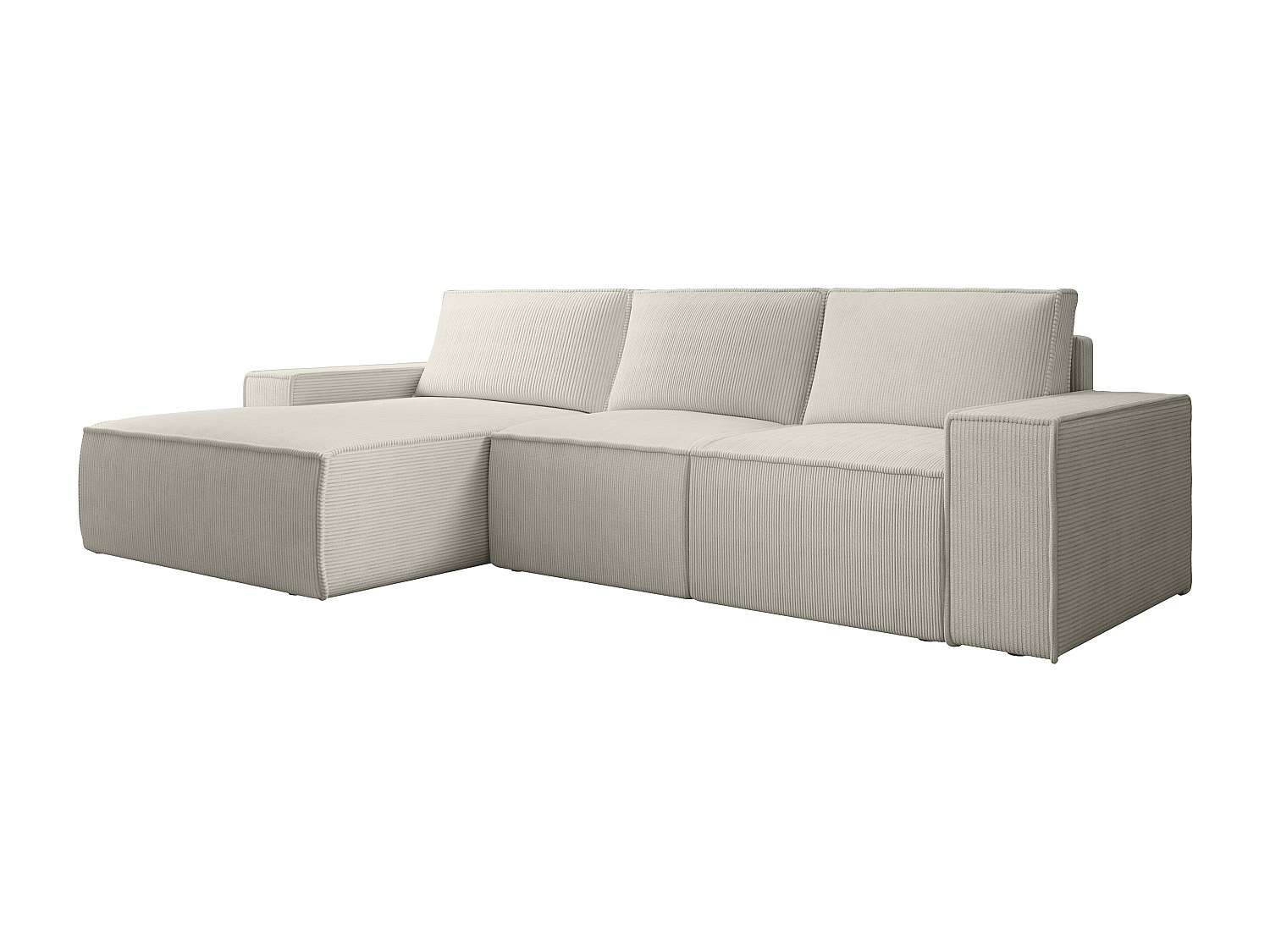 Großes Ecksofa mit Schlaffunktion - Ecke links - Cord - Beige - AMELIA günstig online kaufen