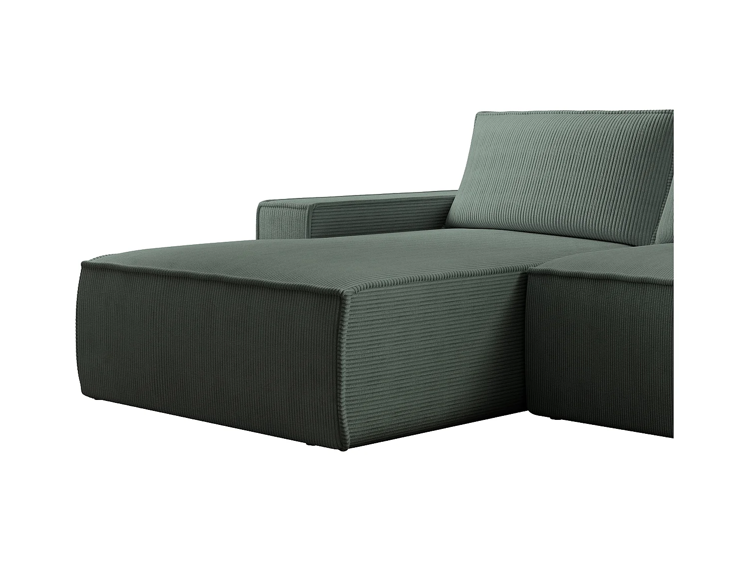 Großes Ecksofa mit Schlaffunktion - Ecke links - Cord - Grün - AMELIA