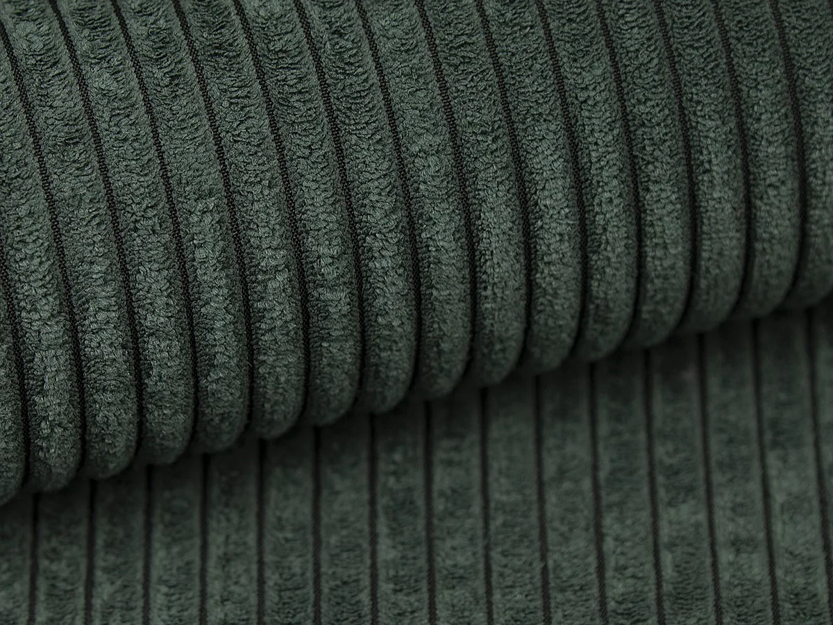 Großes Ecksofa mit Schlaffunktion - Ecke links - Cord - Grün - AMELIA