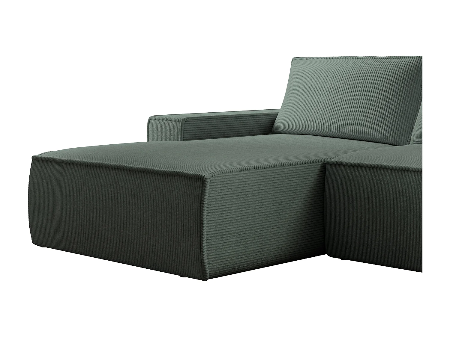 Großes Ecksofa mit Schlaffunktion - Ecke links - Cord - Grün - AMELIA