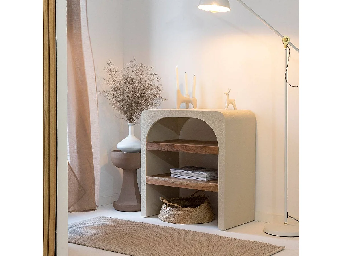 Mueble bajo lavabo Dalva de madera de acacia y efecto hormigón para baño contemporáneo