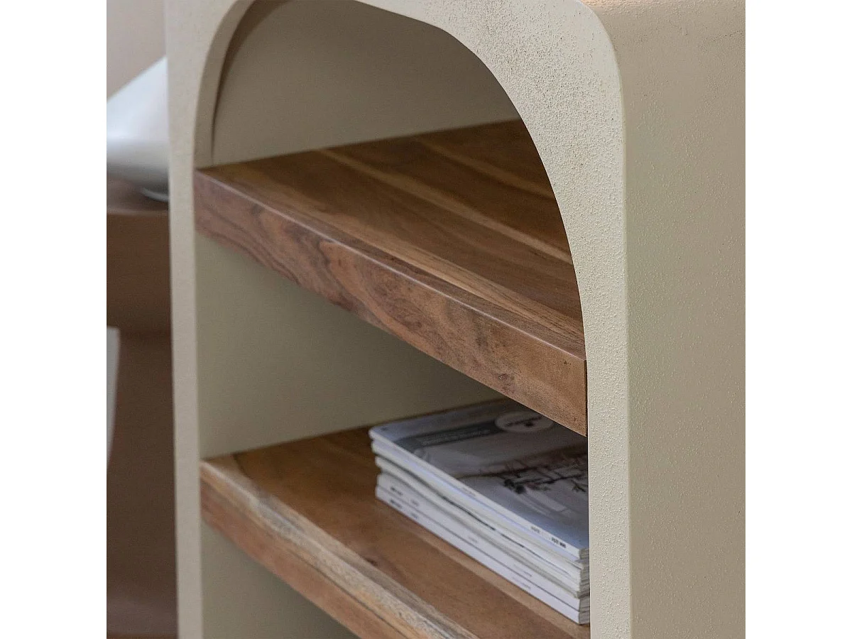 Mueble bajo lavabo Dalva de madera de acacia y efecto hormigón para baño contemporáneo