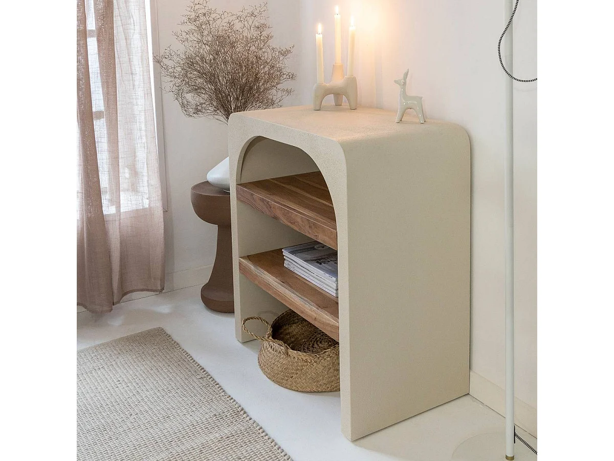 Mueble bajo lavabo Dalva de madera de acacia y efecto hormigón para baño contemporáneo