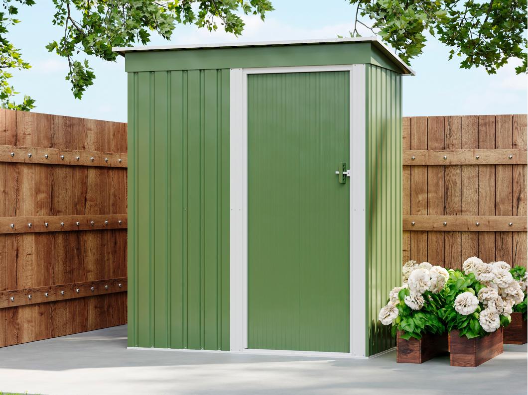 Abri de jardin métal en acier galvanisé vert sauge - 1,39 m² - BIRON