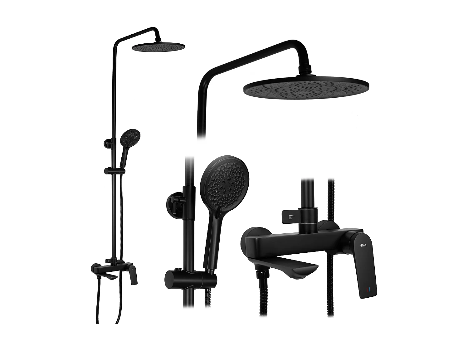 Conjunto De Chuveiro Cromado Rea Avalon Black