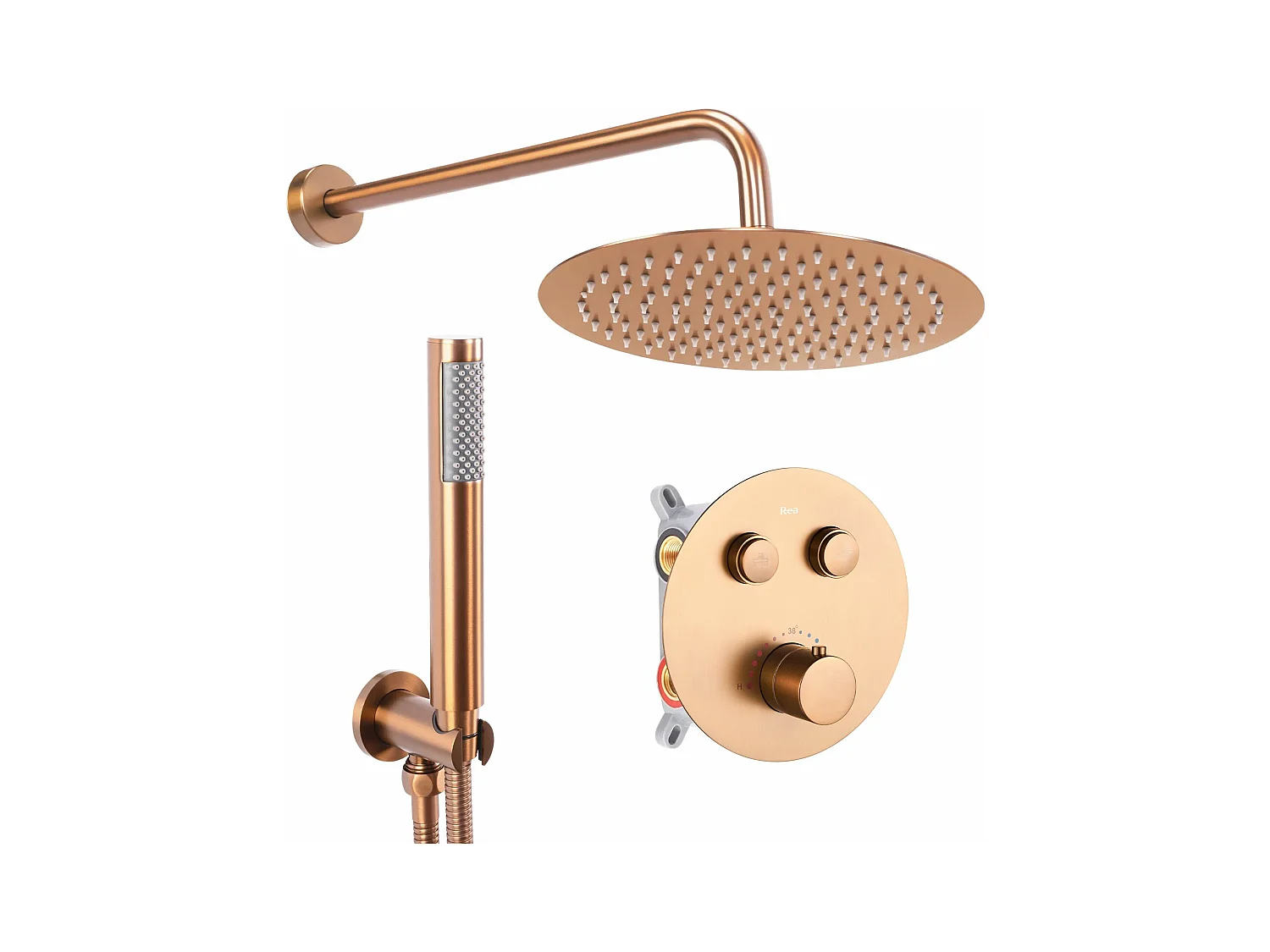 Kit De Douche Avec Thermostat Rea Lungo Termostat Brush Copper