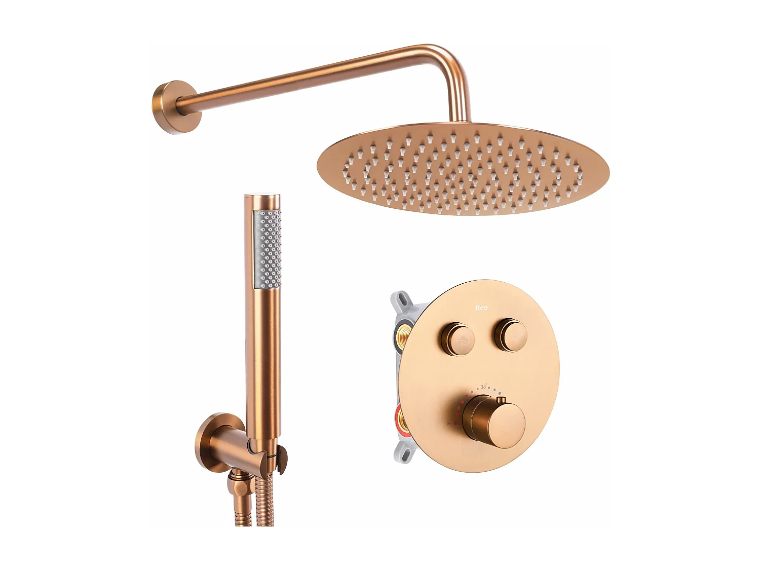 Kit De Douche Avec Thermostat Rea Lungo Termostat Brush Copper