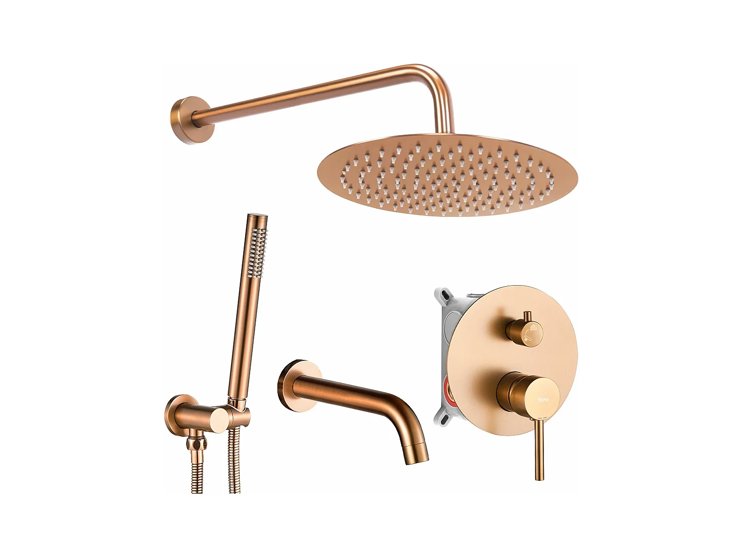 Colonne De Douche-Baignoire Encastrée Rea Lungo Brush Copper
