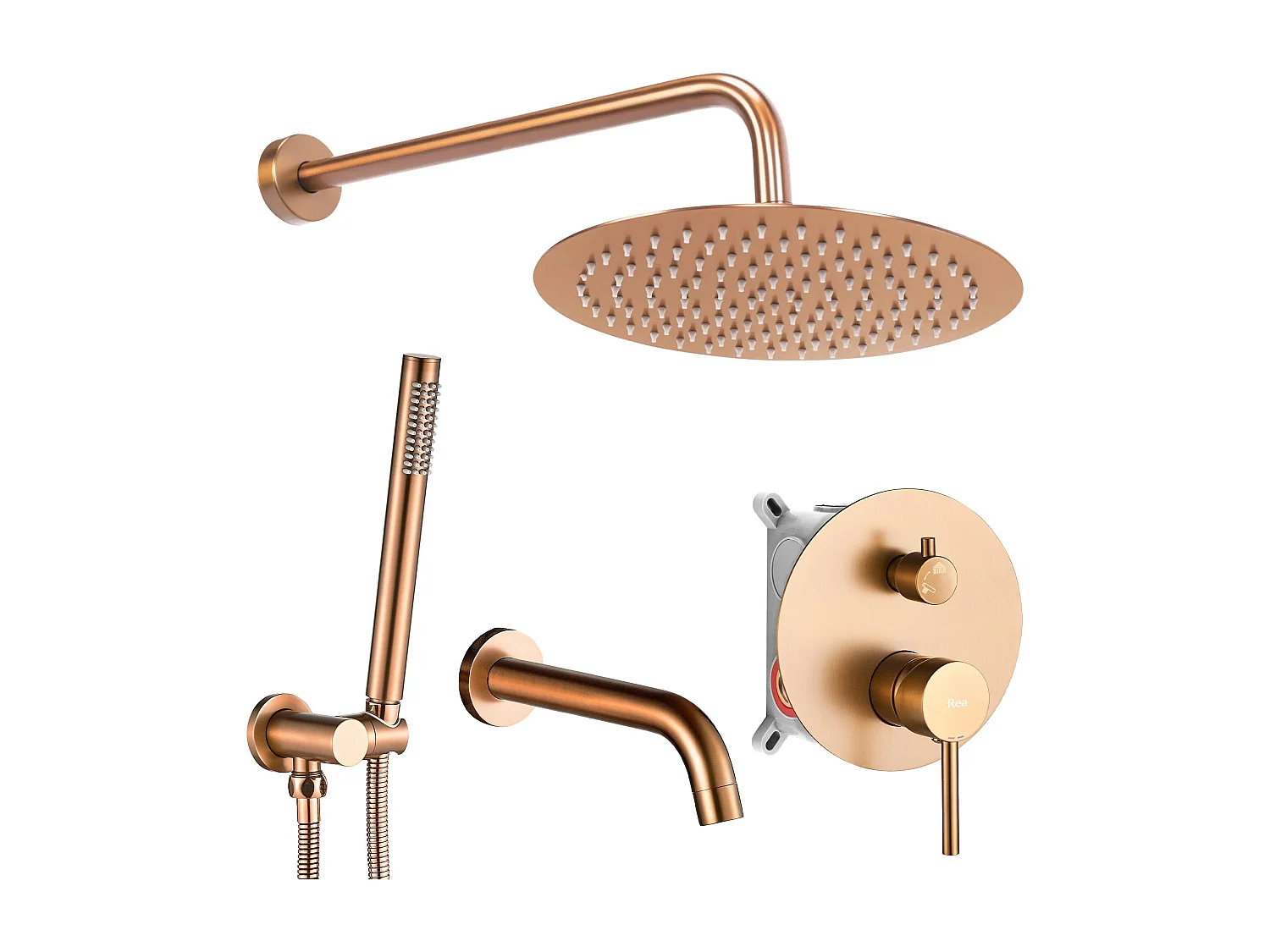 Colonne De Douche-Baignoire Encastrée Rea Lungo Brush Copper
