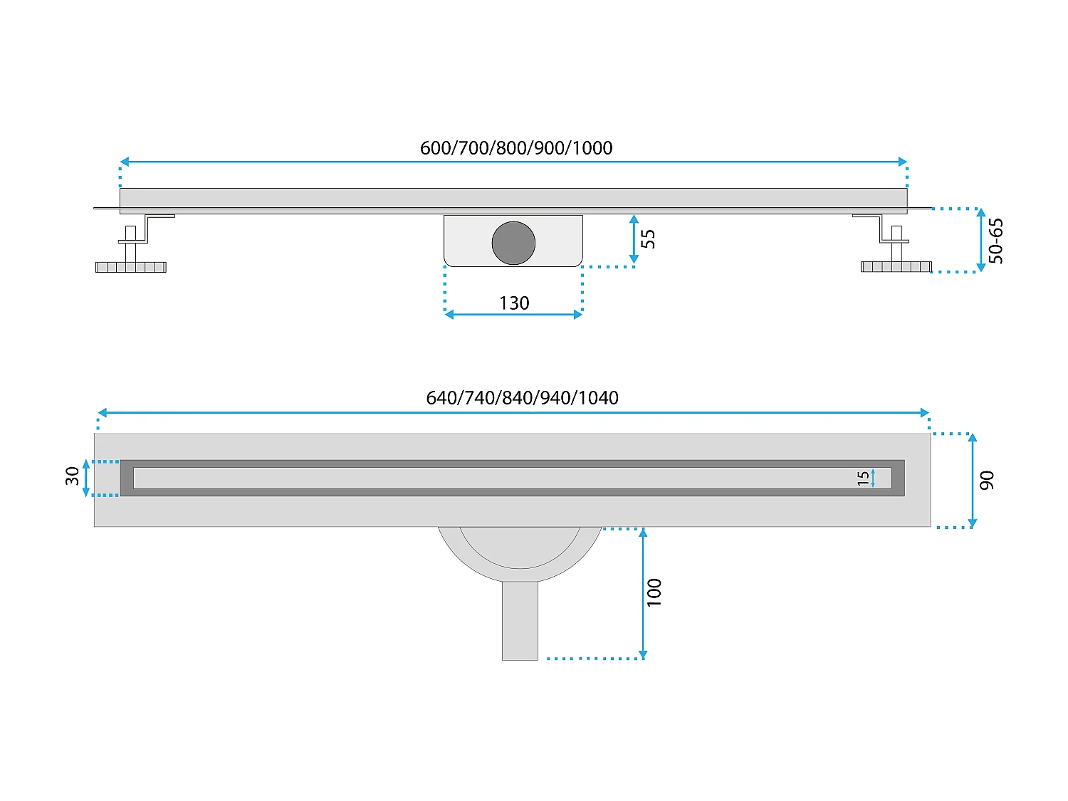 Drain Linéaire Rea Neox Slim Pro 1000 Brush Gold