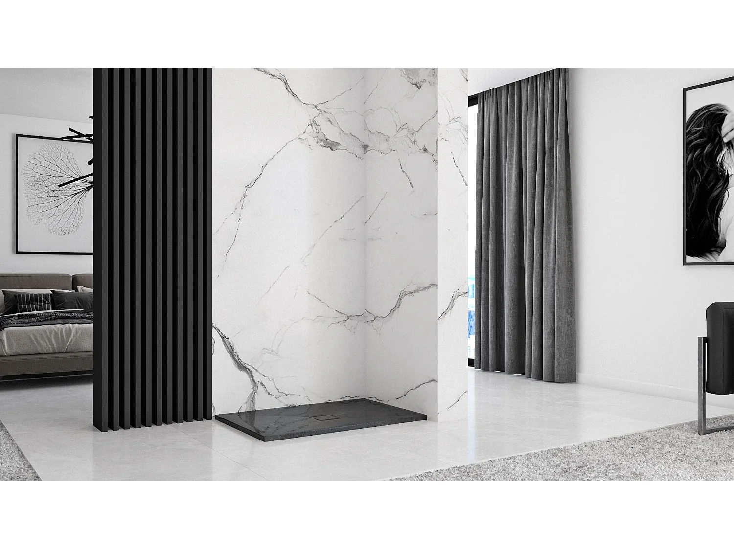 Duschtasse Rea Stone 90X120 Black