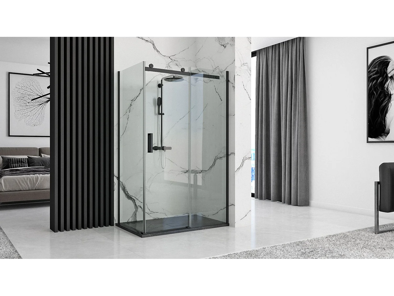 Duschtasse Rea Stone 90X120 Black