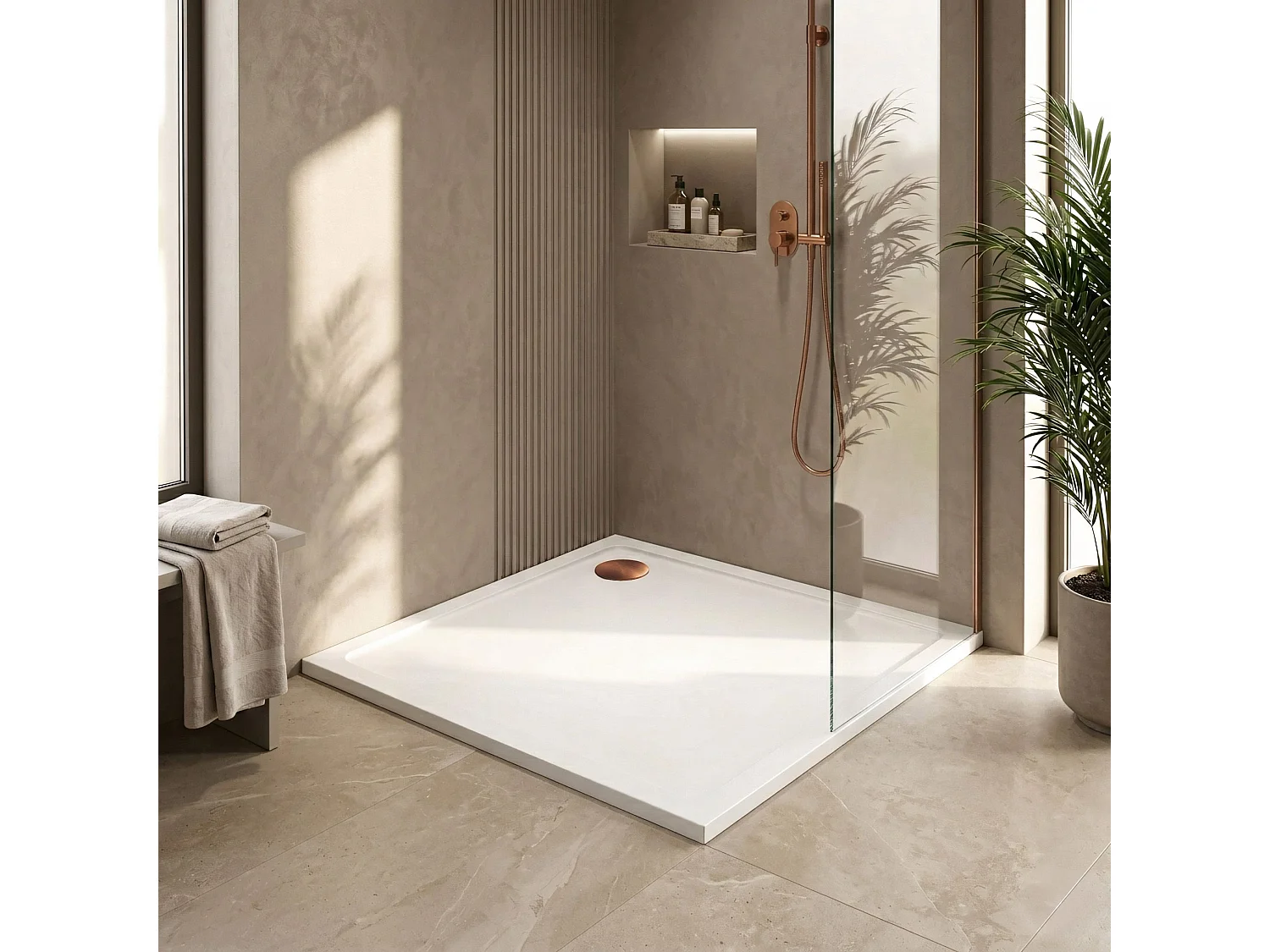 Receveur De Douche Rea Savoy 80X80X6Cm White