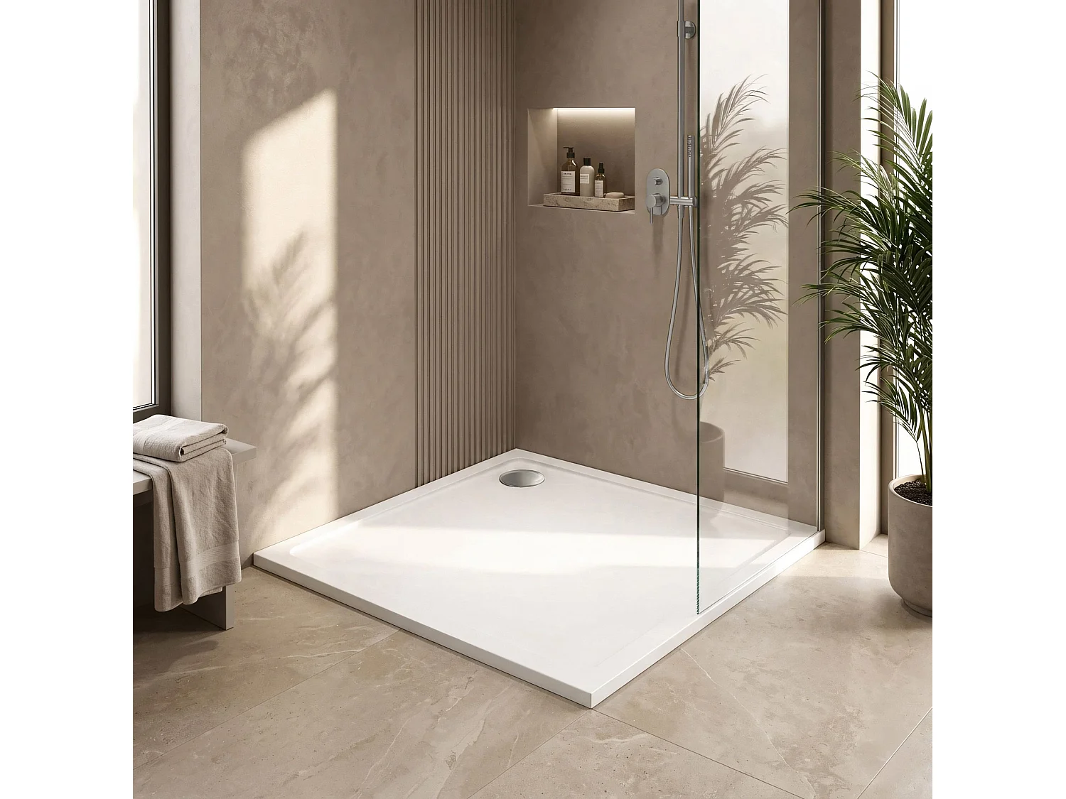 Receveur De Douche Rea Savoy 80X80X6Cm White
