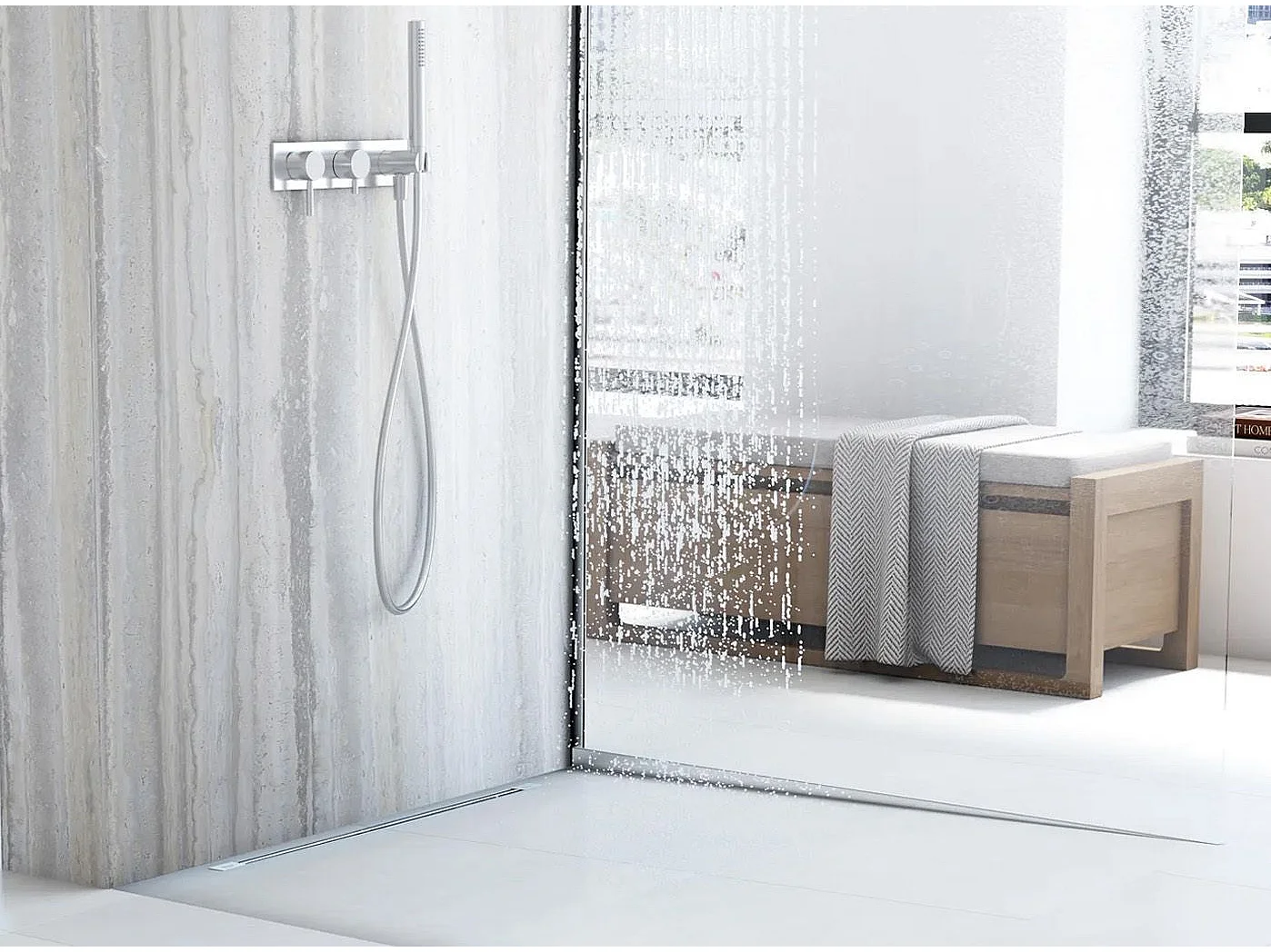 Profilé De Chute Latéral Pour Receveur De Douche Rea 120Cm Left Brush Nickel