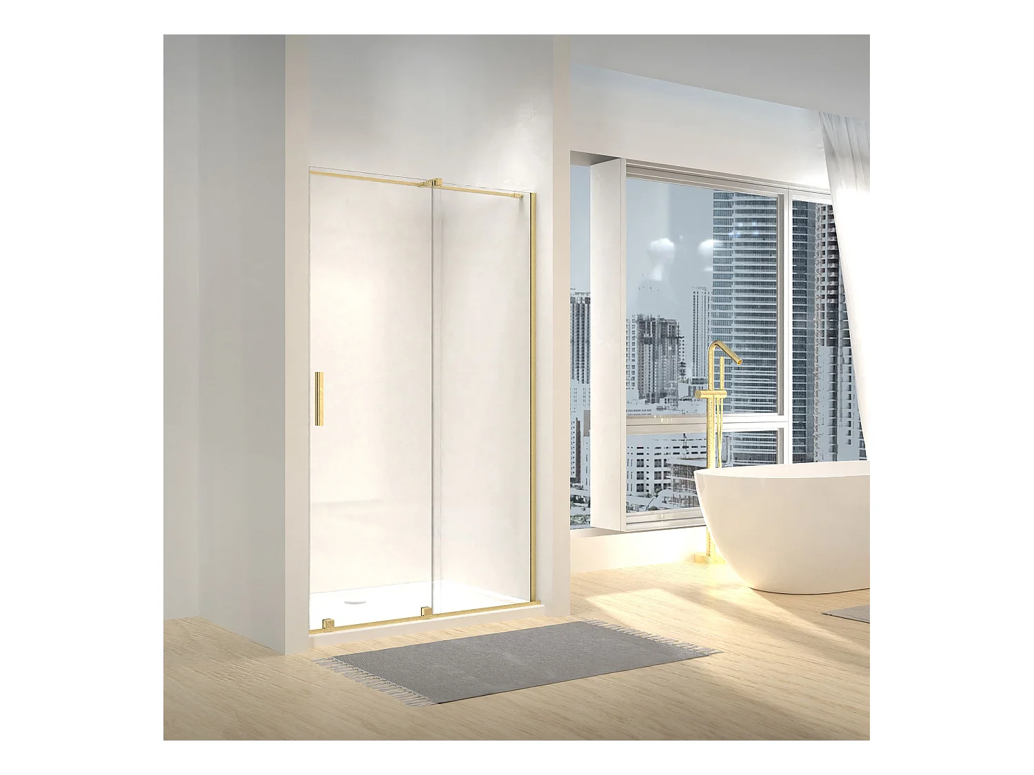 Porte De Douche Rea Montana 130 Brush Gold + Profilé