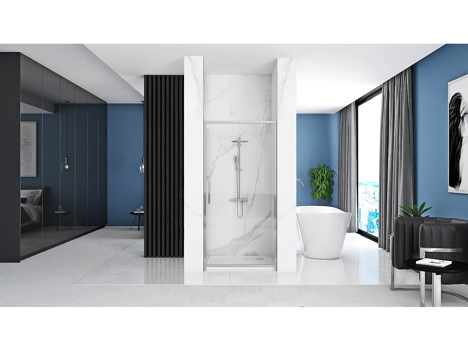 Porte De Douche Rea Rapid Swing 100 Chrome