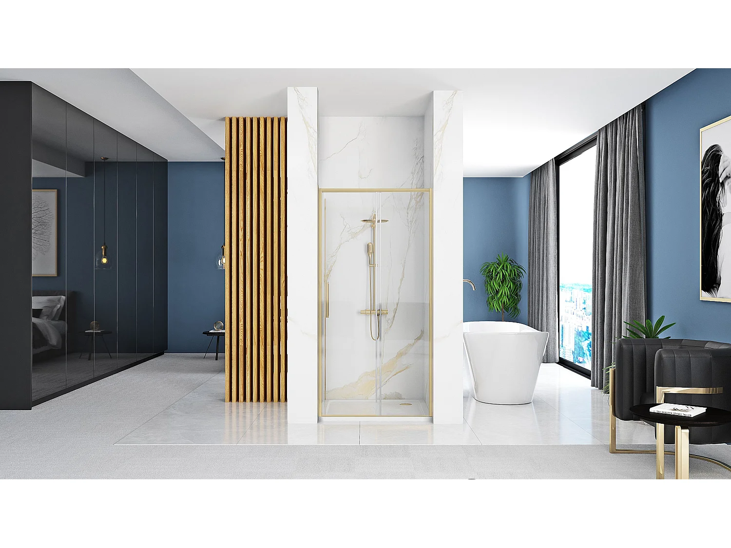 Porte De Douche Coulissante Rea Rapid Slide 130 Brush Gold