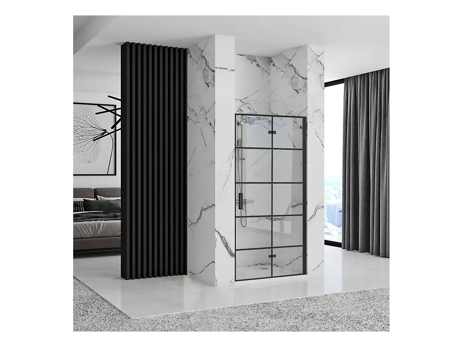Porte De Douche Rea Molier 90 Black + Profilé