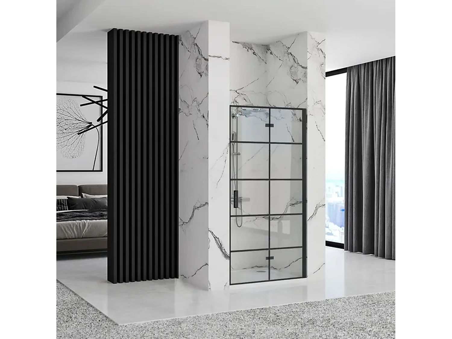 Porte De Douche Rea Molier 90 Black + Profilé