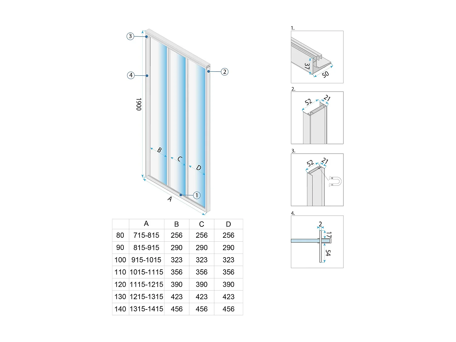 Porte De Douche Rea Alex 90 Chrome