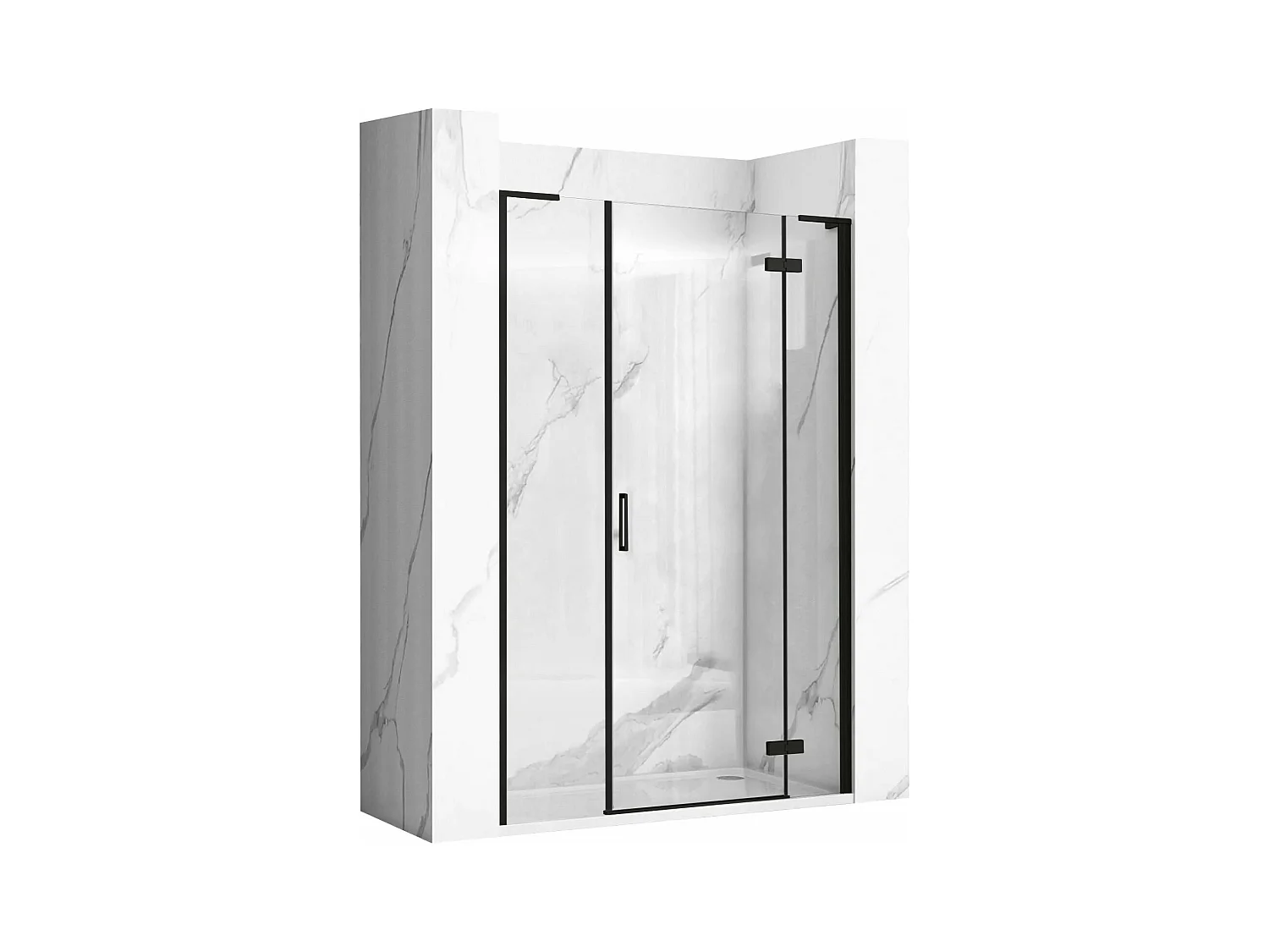 Portas De Chuveiro Rea Hugo 130 Black + Parede De Chuveiro