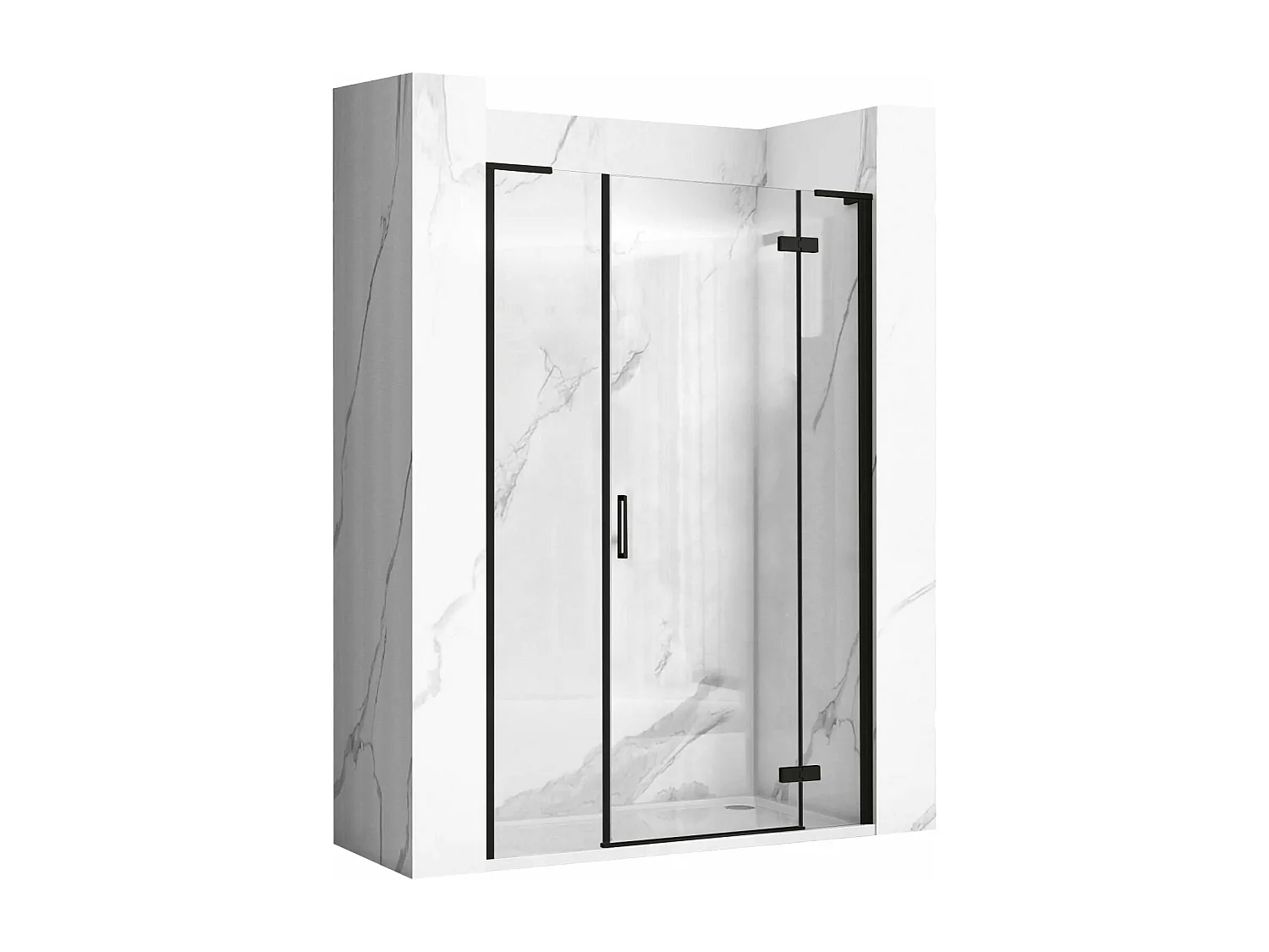 Portas De Chuveiro Rea Hugo 130 Black + Parede De Chuveiro