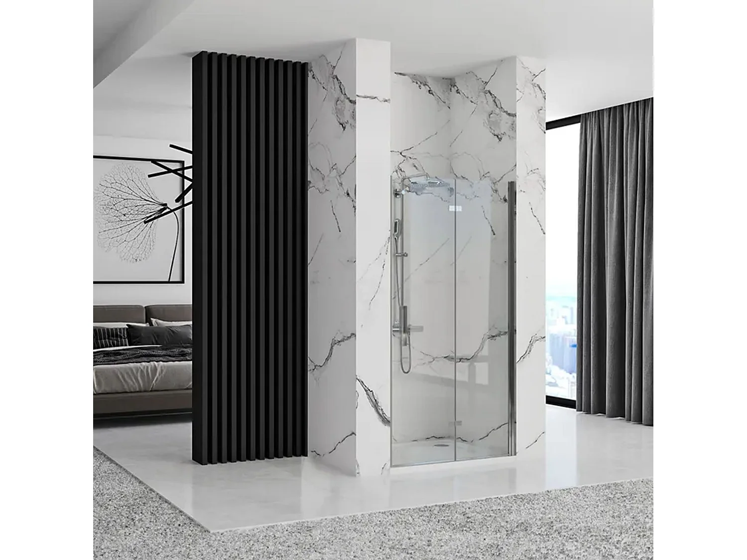 Porte De Douche Rea Molier 80 Chrome + Profilé