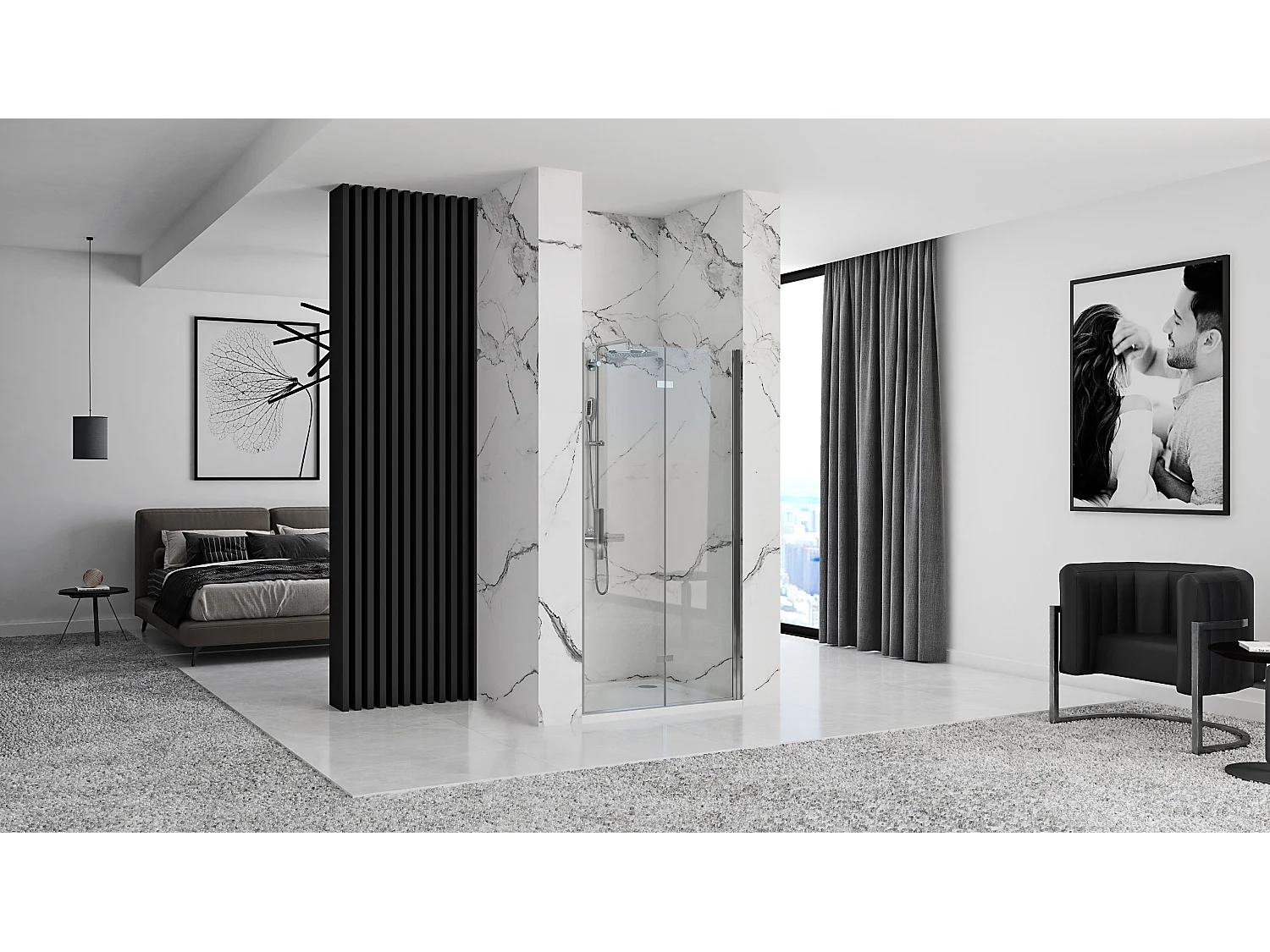 Porte De Douche Rea Molier 80 Chrome + Profilé