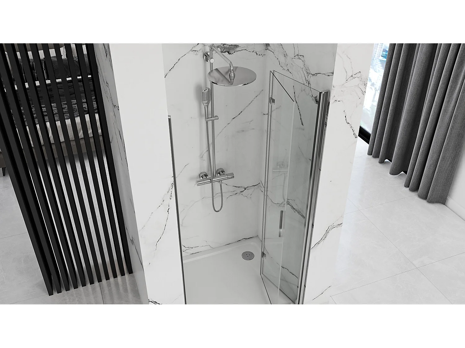 Porte De Douche Rea Molier 80 Chrome + Profilé