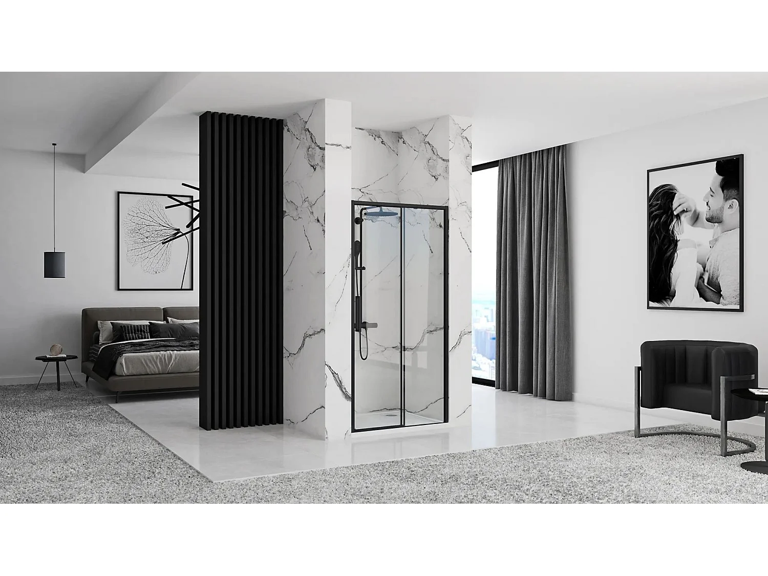 Porte De Douche Coulissante Rea Rapid Slide 110 Black