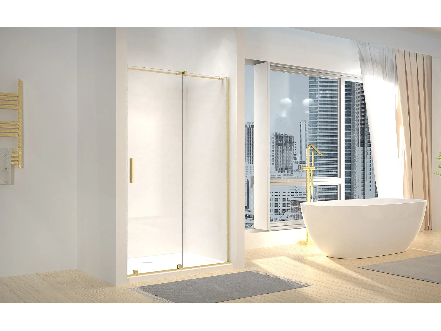 Porte De Douche Rea Montana 140 Brush Gold + Profilé