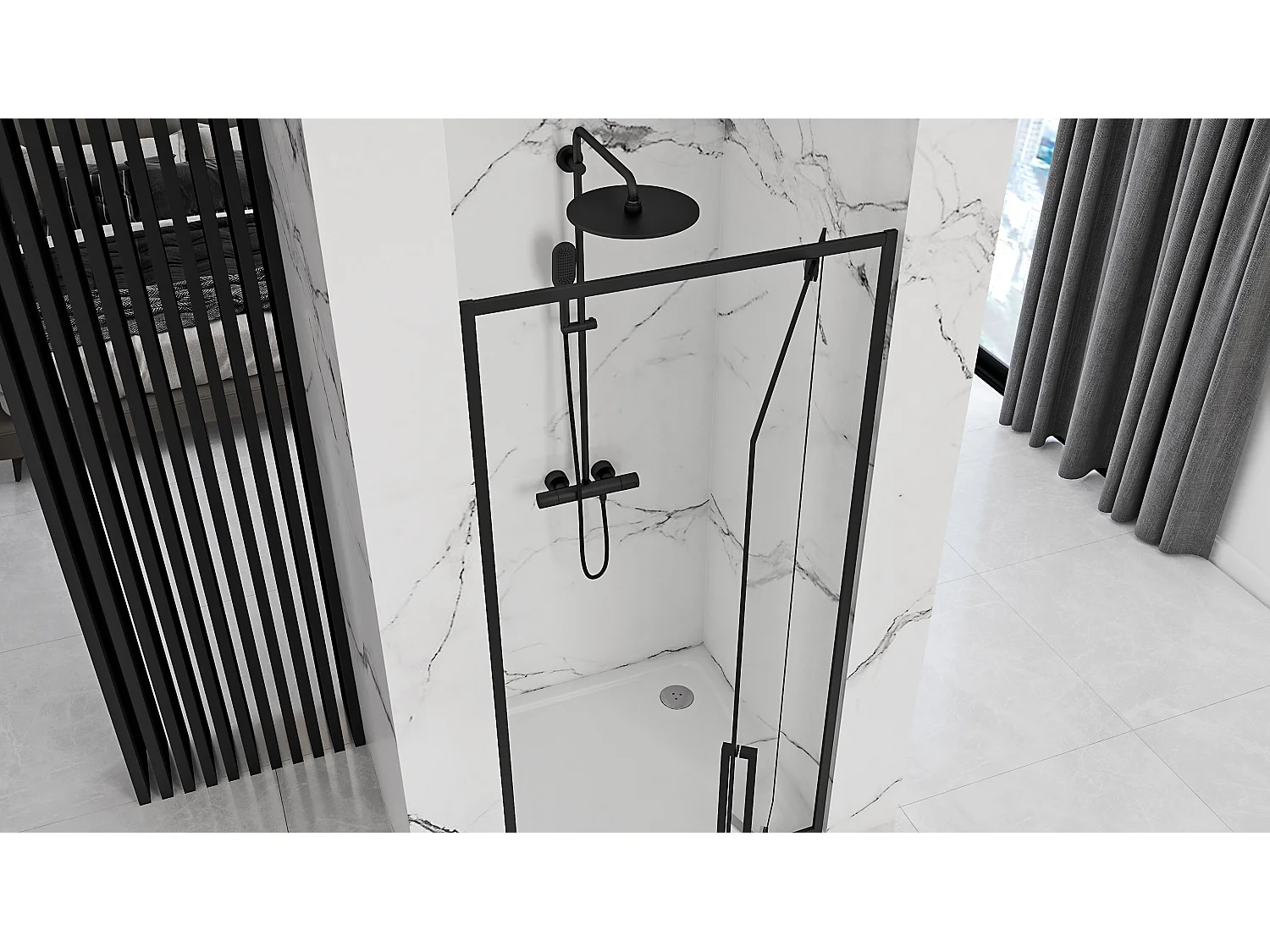 Porte De Douche Rea Rapid Swing 70 Black