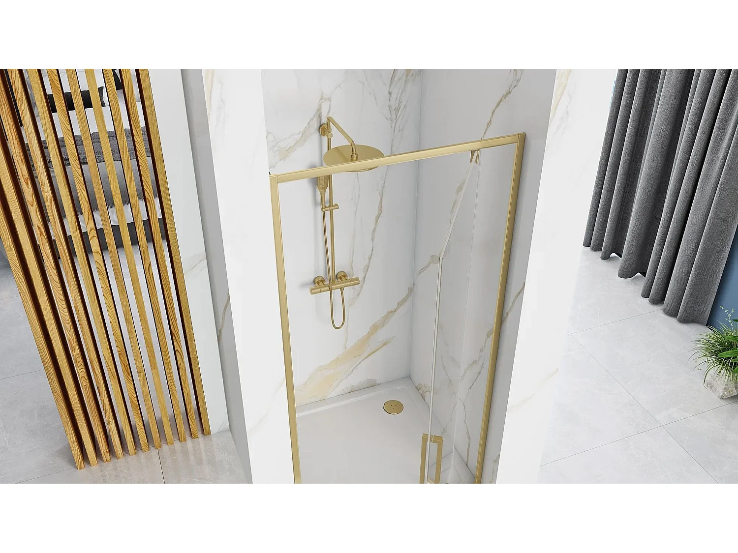 Portas De Chuveiro Rea Rapid Swing 90 Brush Gold